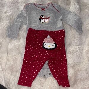 Carter's Gray and Red Penguin Matching Set